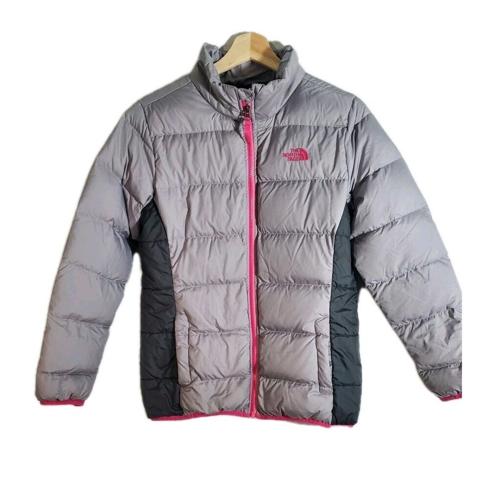 "The North Face Girls XS Gray Puffer Jacket check measurements